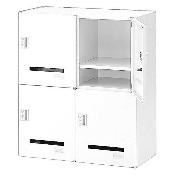 シンラインキャビネットモバイル 4人用ロッカー型 ダイヤル錠 上段用［W9/ホワイト］