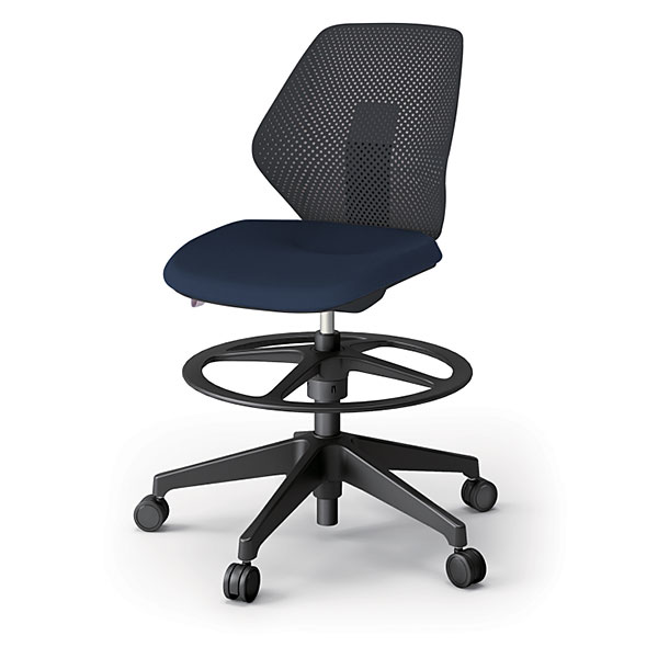 キュアチェア ハイポジションタイプ 肘なし 樹脂メッシュバック アルミ塗装脚 ［ネイビー］