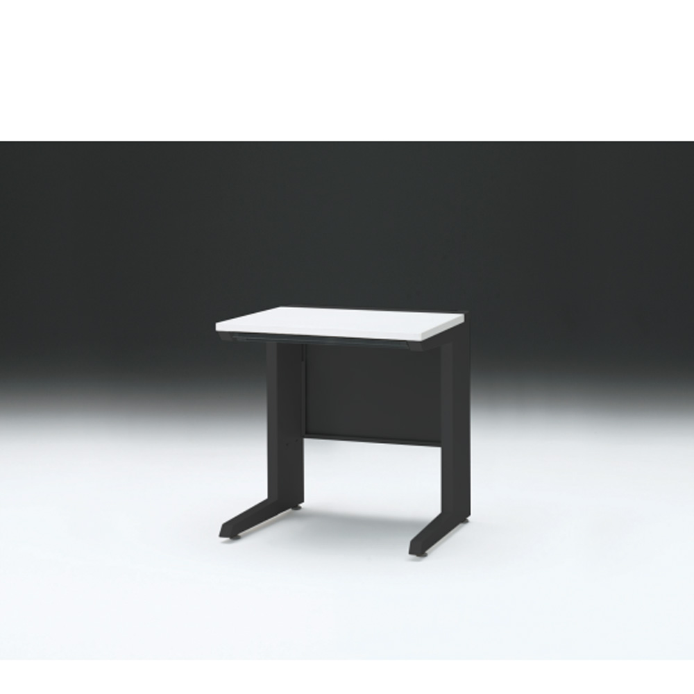 CZRデスク 平机 CZR-076HAC-1W9 浅型センター引出し付 L脚 W700× D600 [ 本体: ブラックT・天板: W9 / ホワイトW]