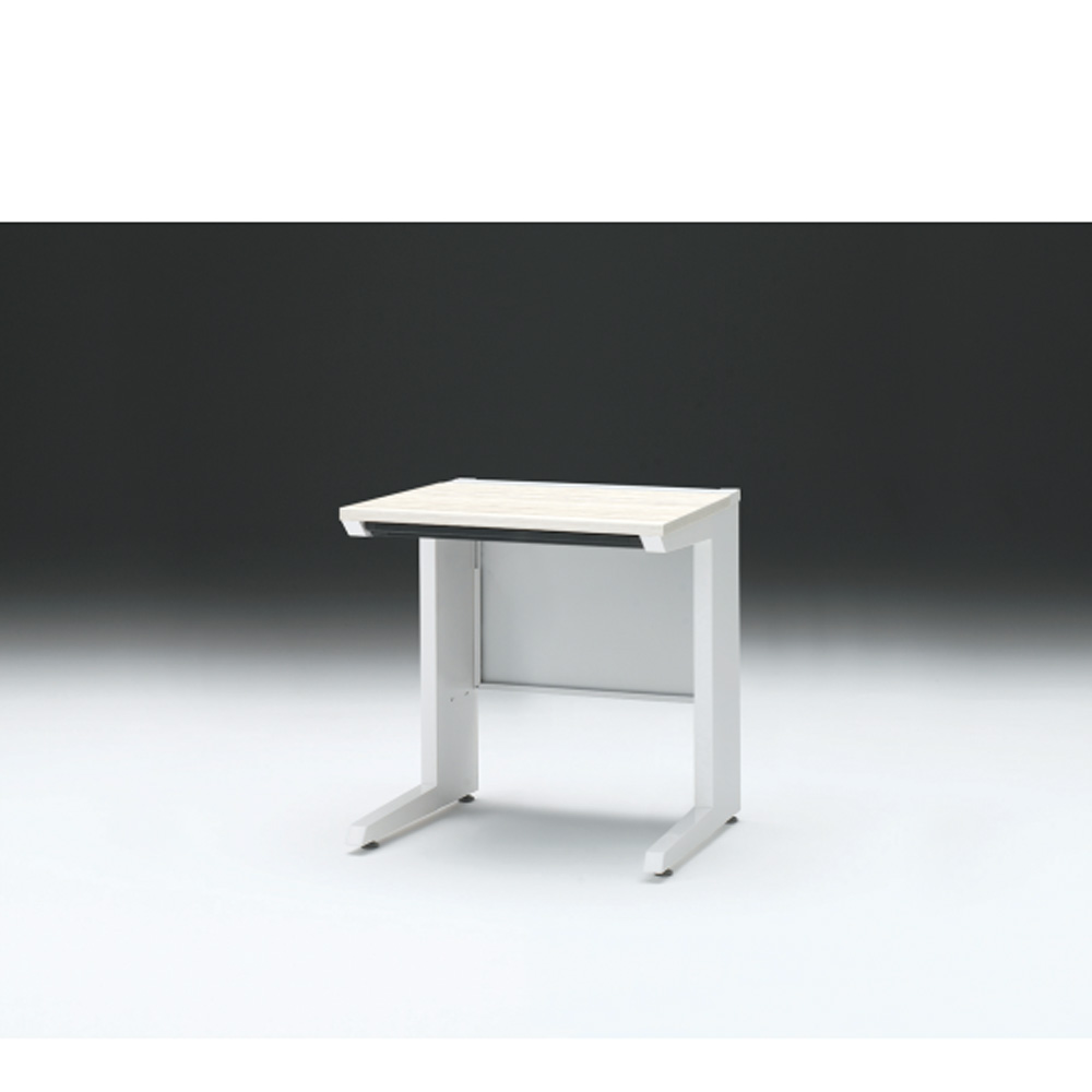 CZRデスク 平机 CZR-076HAC-961 浅型センター引出し付 L脚 W700× D600 [ 本体: ホワイトW・天板: 61 / アッシュドパインL]