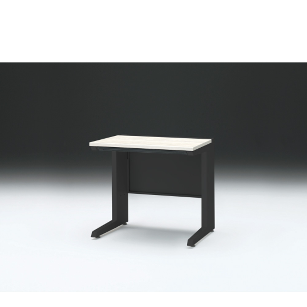 CZRデスク 平机 CZR-086HAC-161 浅型センター引出し付 L脚 W800× D600 [ 本体: ブラックT・天板: 61 / アッシュドパインL]