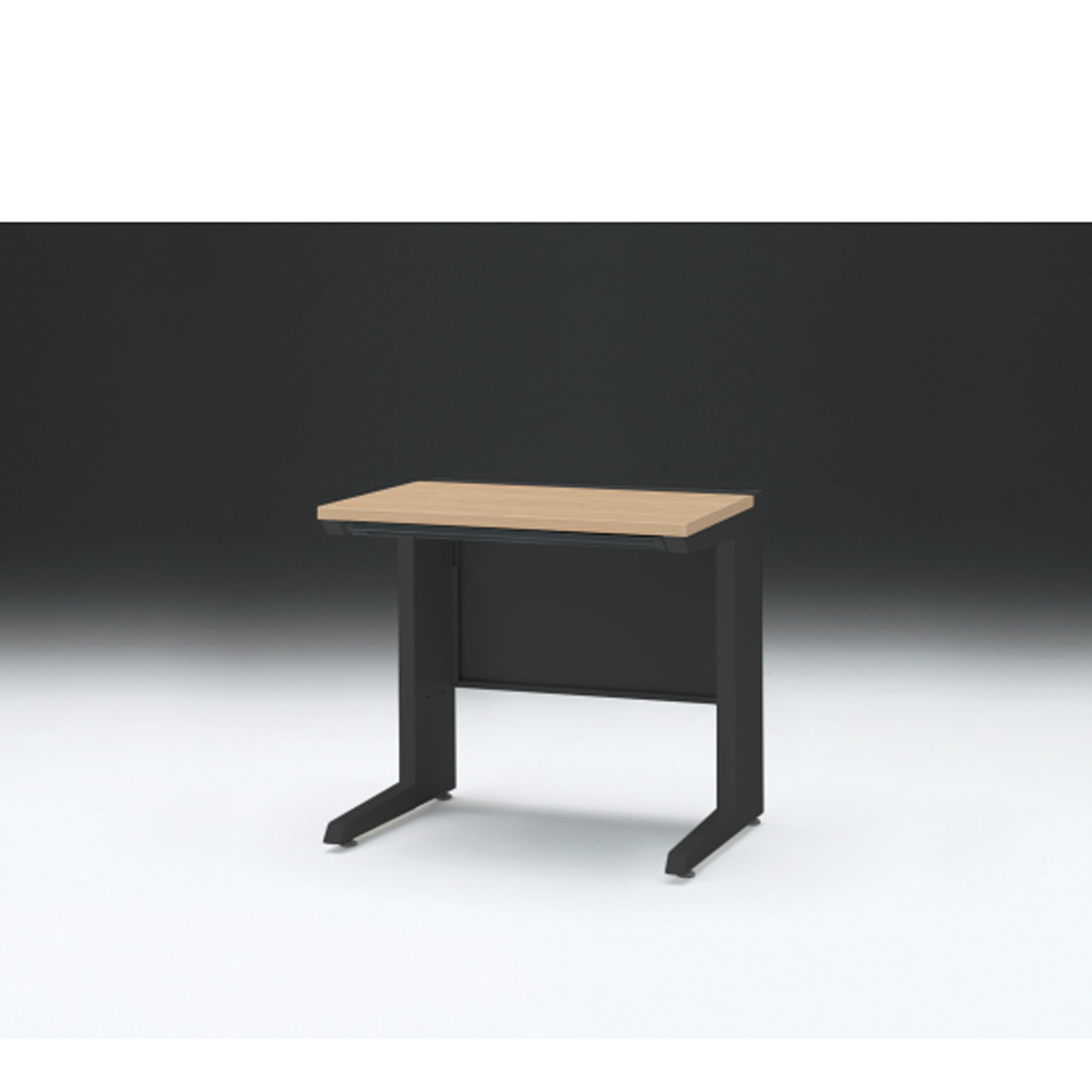 CZRデスク 平机 CZR-086HAC-192 浅型センター引出し付 L脚 W800× D600 [ 本体: ブラックT・天板: 92 / ホワイトオークM]