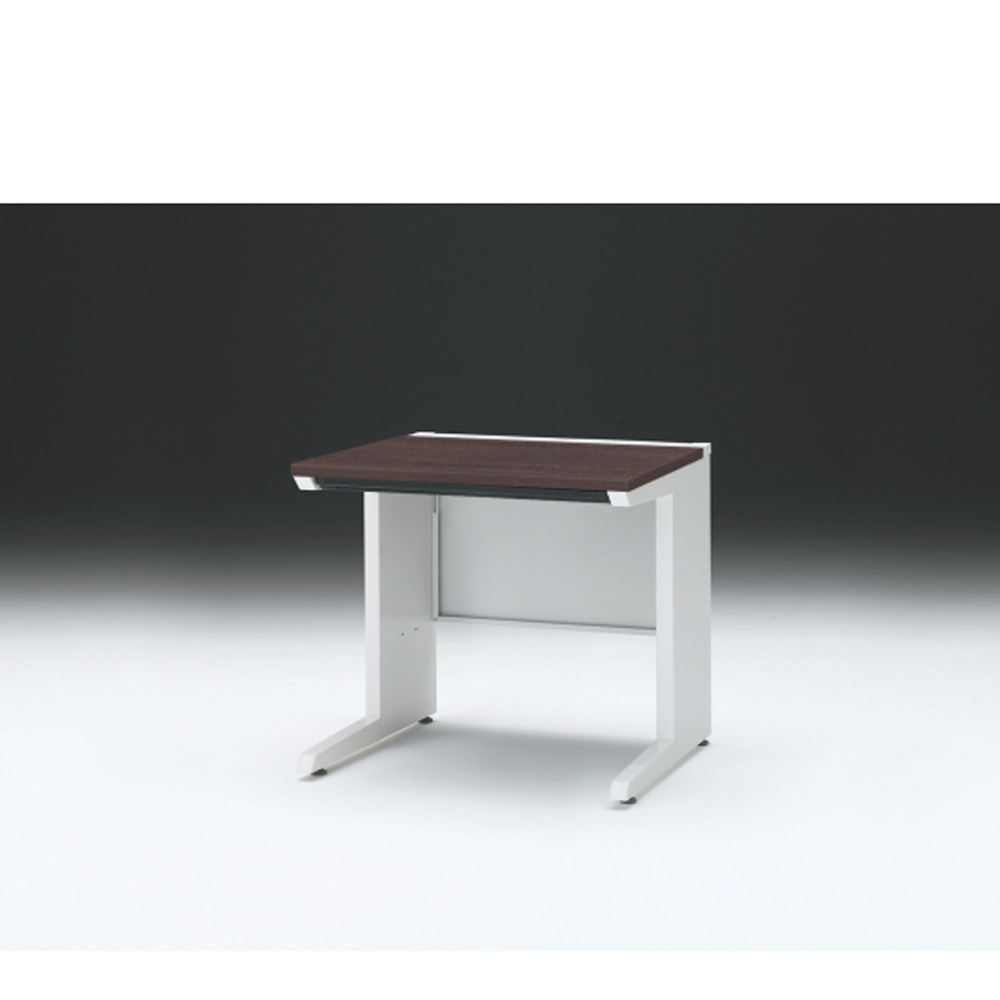 CZRデスク 平机 CZR-087HAC-982 浅型センター引出し付 L脚 W800× D700 [ 本体: ホワイトW・天板: 82 / ブラックウォールナットD]