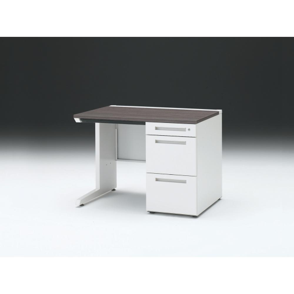 CZR 片袖デスク　シリンダー錠 浅型センター引出し付　CZR-107CBC-981　W1000×D700 ［本体：ホワイト×天板：81/アッシュドオークD］