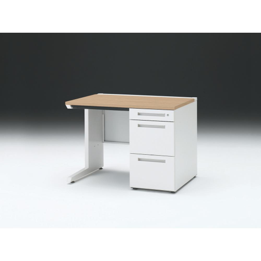 CZR 片袖デスク　シリンダー錠 浅型センター引出し付　CZR-107CBC-992　W1000×D700 ［本体：ホワイト×天板：92/ホワイトオークM］