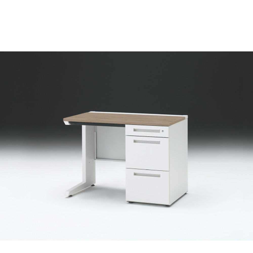CZRデスク 片袖デスク CZR-106CBC-971 浅型センター引出し付  シリンダー錠W1000× D600 [ 本体: ホワイトW・天板: 71 / アッシュドオークM]