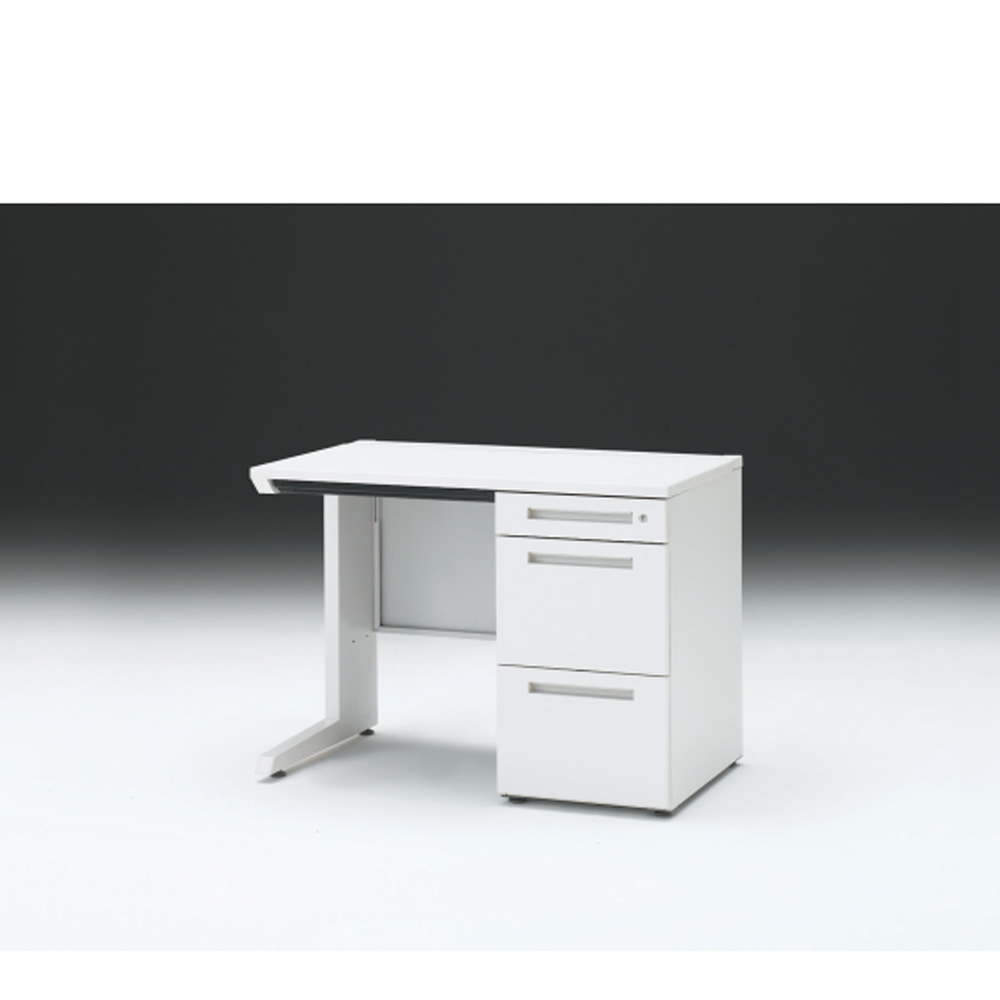 CZRデスク 片袖デスク CZR-106CBC-9W9 浅型センター引出し付  シリンダー錠W1000× D600 [ 本体: ホワイトW・天板: W9 / ホワイトW]