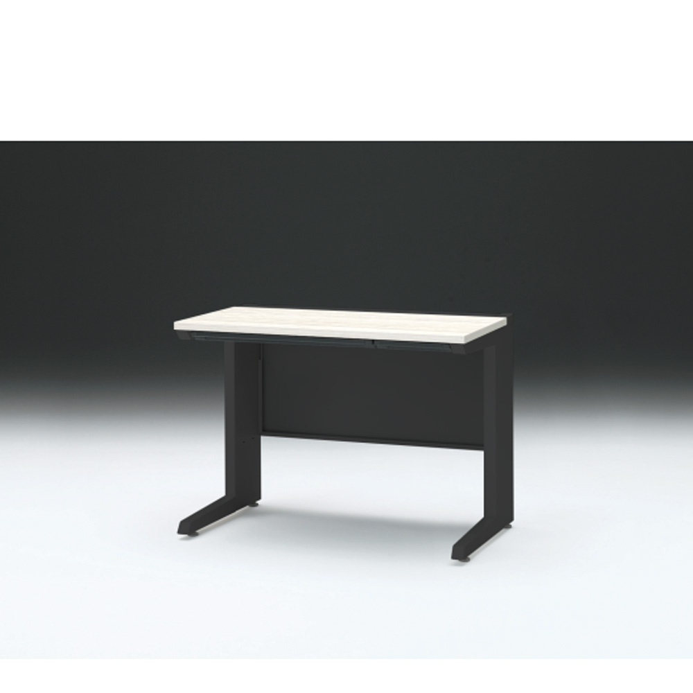 CZRデスク 平机 CZR-106HAC-161 浅型センター引出し付 L脚 W1000× D600 [ 本体: ブラックT・天板: 61 / アッシュドパインL]