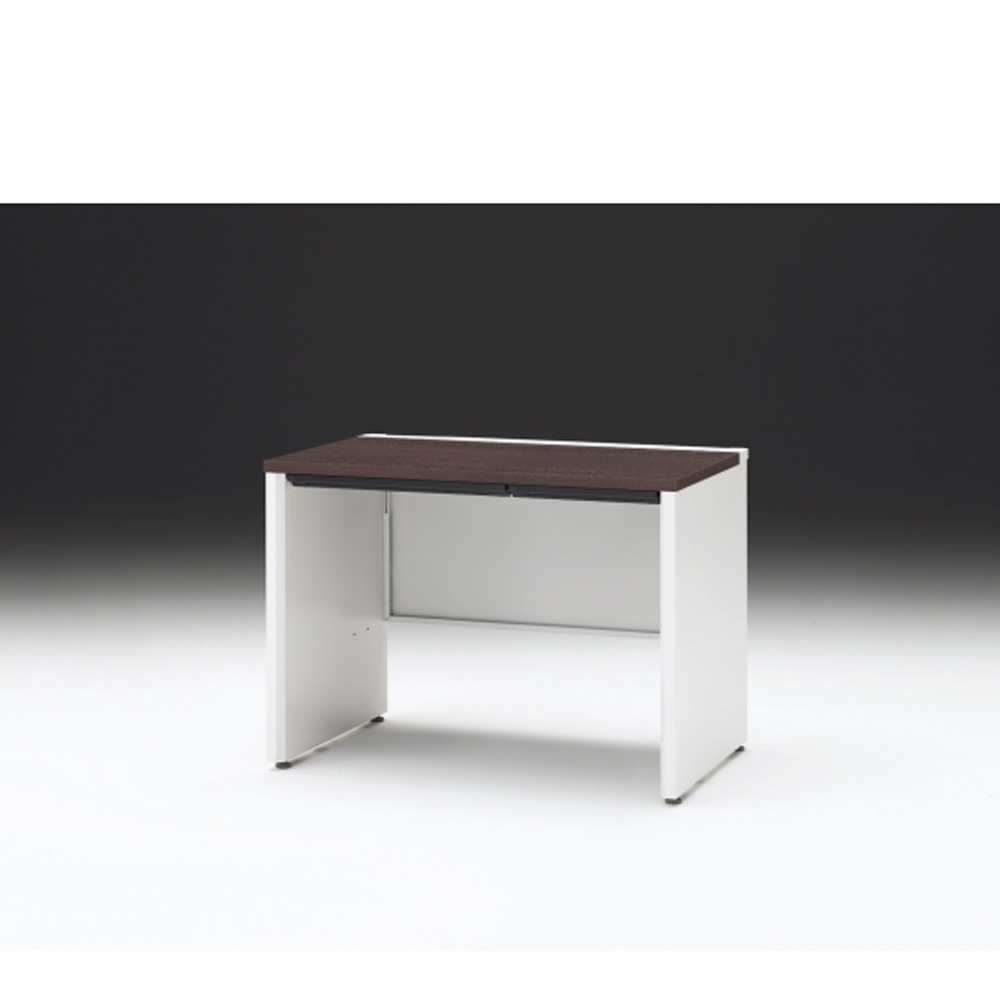 CZRデスク 平机 CZR-106HAPC-982 浅型センター引出し付 パネル脚 W1000× D600 [ 本体: ホワイトW・天板: 82 / ブラックウォールナットD]