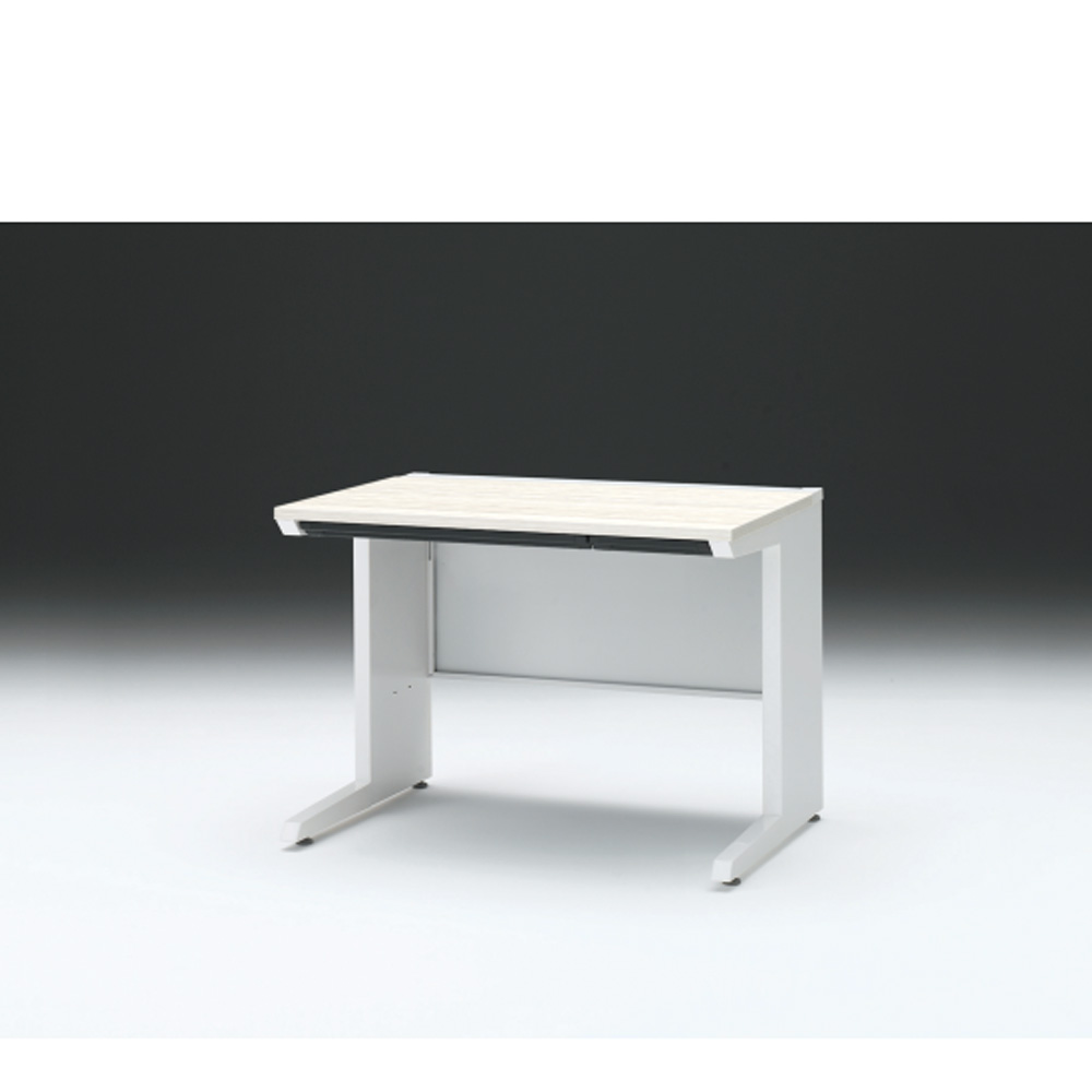 CZRデスク 平机 CZR-107HAC-961 浅型センター引出し付 L脚 W1000× D700 [ 本体: ホワイトW・天板: 61 / アッシュドパインL]
