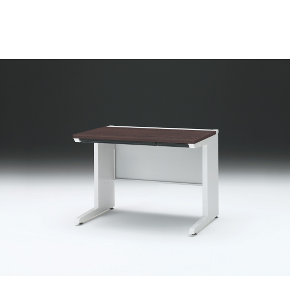 CZRデスク 平机 CZR-107HAC-982 浅型センター引出し付 L脚 W1000× D700 [ 本体: ホワイトW・天板: 82 / ブラックウォールナットD]