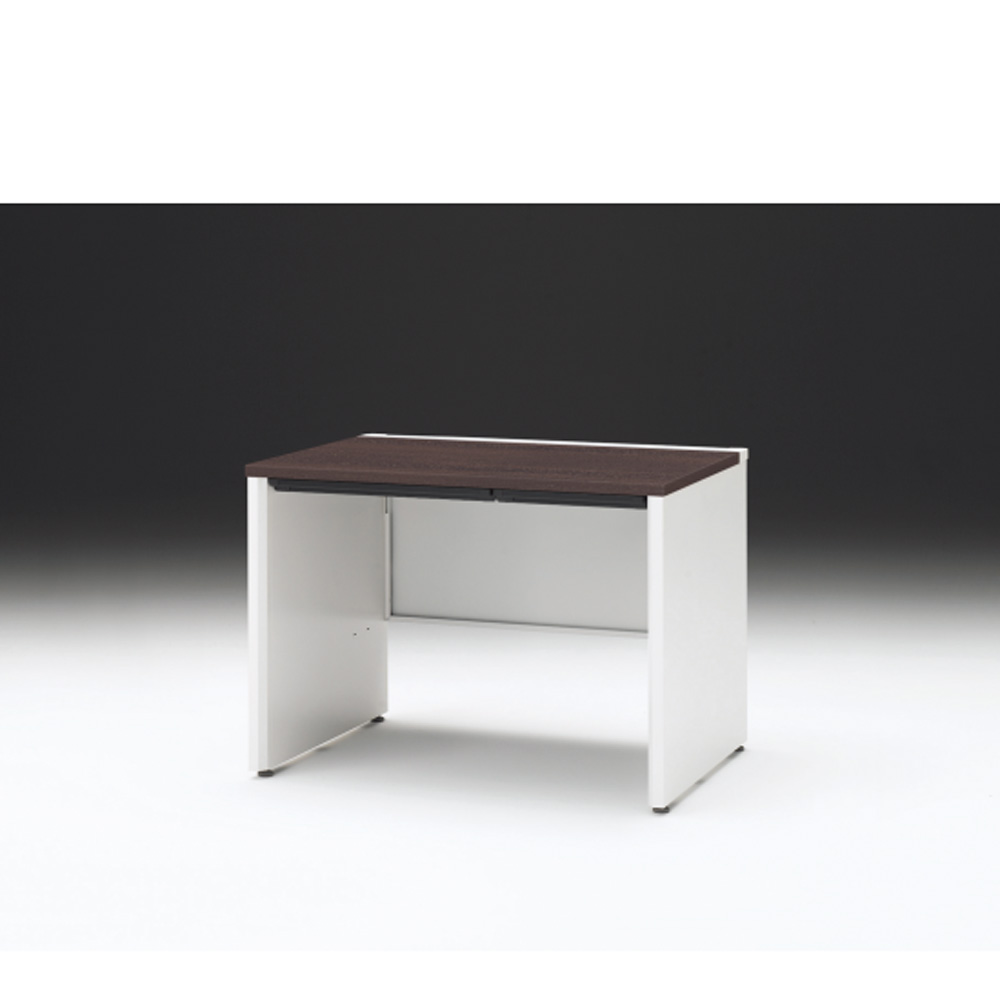 CZRデスク 平机 CZR-107HAPC-982 浅型センター引出し付 パネル脚 W1000× D700 [ 本体: ホワイトW・天板: 82 / ブラックウォールナットD]