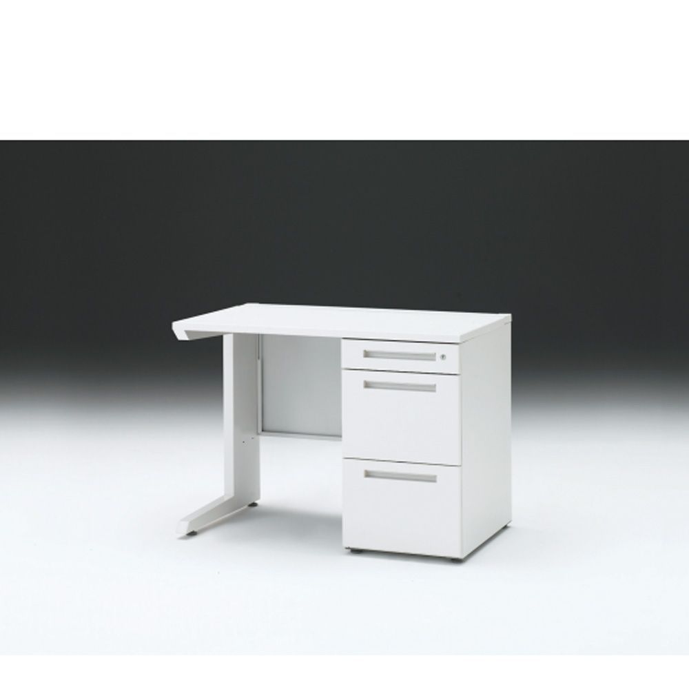 CZRデスク 片袖デスク CZR-106SBC-9W9 センター引出しなし  シリンダー錠W1000× D600 [ 本体: ホワイトW・天板: W9 / ホワイトW]