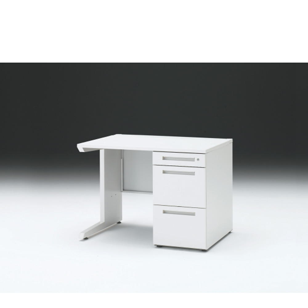 CZRデスク 片袖デスク CZR-107SBC-9W9 センター引出しなし  シリンダー錠W1000× D700 [ 本体: ホワイトW・天板: W9 / ホワイトW]