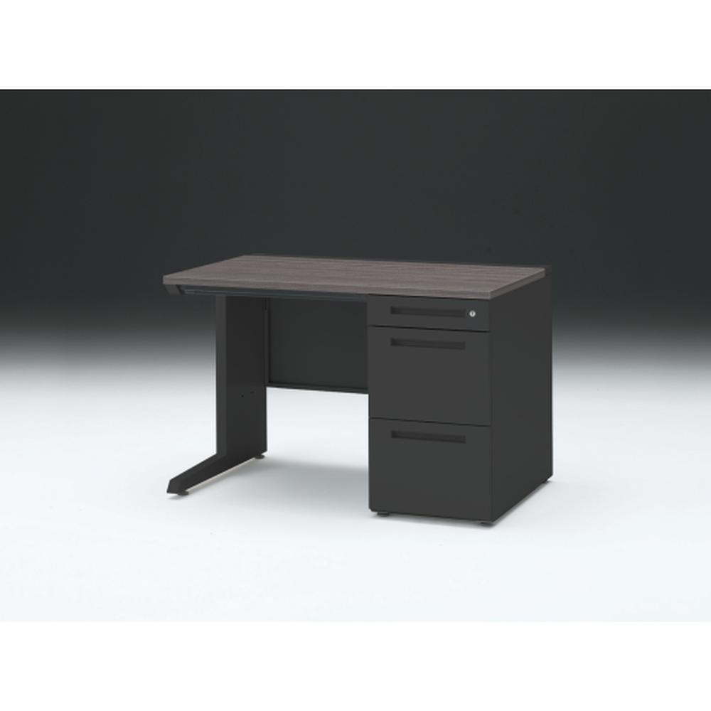 CZR 片袖デスク　シリンダー錠 浅型センター引出し付　CZR-117CBC-181　W1100×D700 ［本体：ブラック×天板：81/アッシュドオークD］