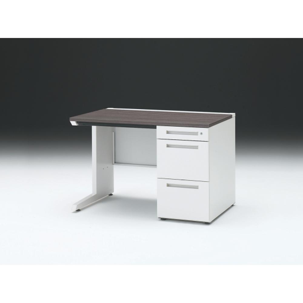 CZR 片袖デスク　シリンダー錠 浅型センター引出し付　CZR-117CBC-981　W1100×D700 ［本体：ホワイト×天板：81/アッシュドオークD］