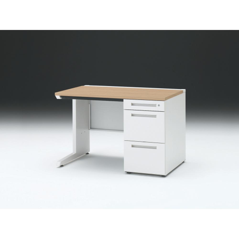 CZR 片袖デスク　シリンダー錠 浅型センター引出し付　CZR-117CBC-992　W1100×D700 ［本体：ホワイト×天板：92/ホワイトオークM］