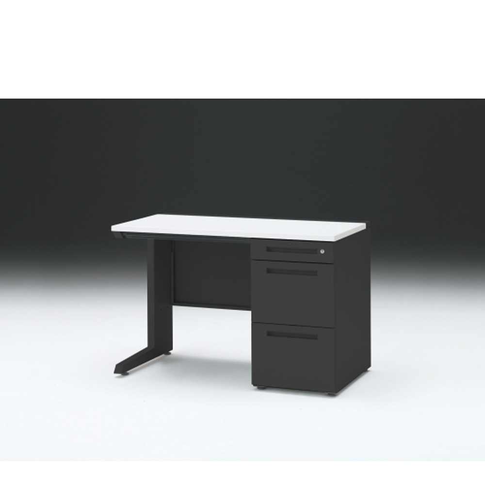 CZRデスク 片袖デスク CZR-116CBC-1W9 浅型センター引出し付  シリンダー錠W1100× D600 [ 本体: ブラックT・天板: W9 / ホワイトW]