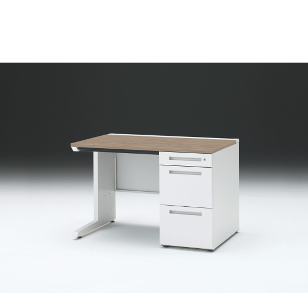 CZRデスク 片袖デスク CZR-117CBC-971 浅型センター引出し付  シリンダー錠W1100× D700 [ 本体: ホワイトW・天板: 71 / アッシュドオークM]