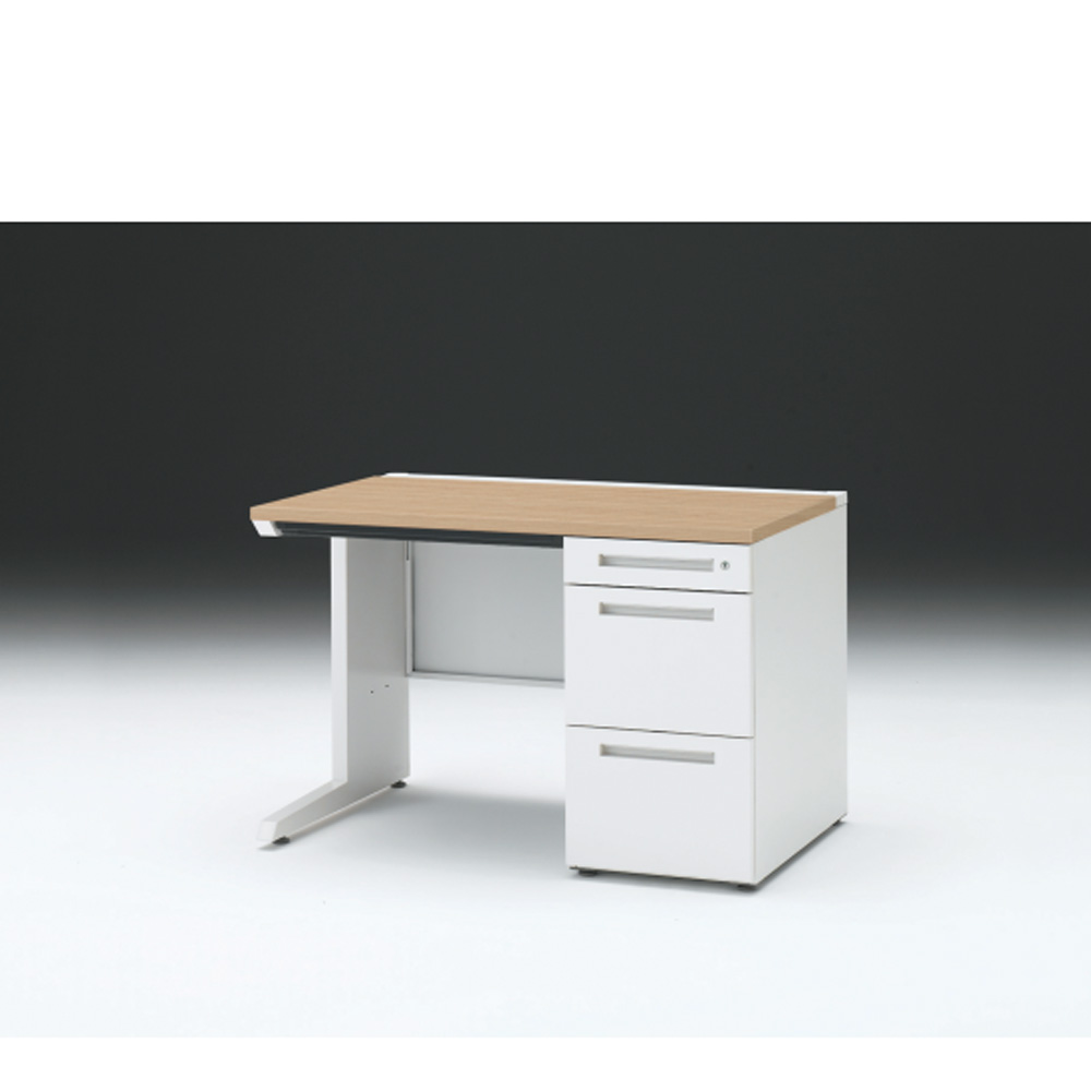 CZRデスク 片袖デスク CZR-117CBC-992 浅型センター引出し付  シリンダー錠W1100× D700 [ 本体: ホワイトW・天板: 92 / ホワイトオークM]