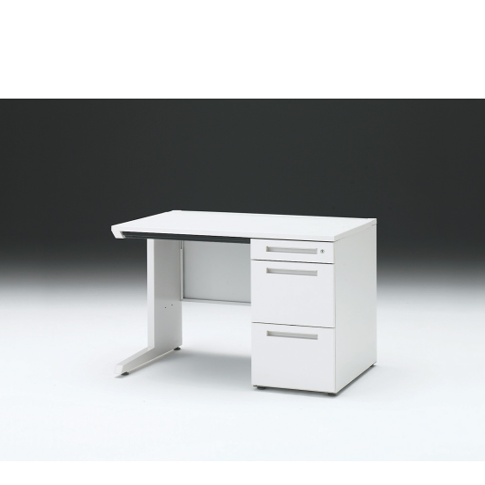 CZRデスク 片袖デスク CZR-117CBC-9W9 浅型センター引出し付  シリンダー錠W1100× D700 [ 本体: ホワイトW・天板: W9 / ホワイトW]