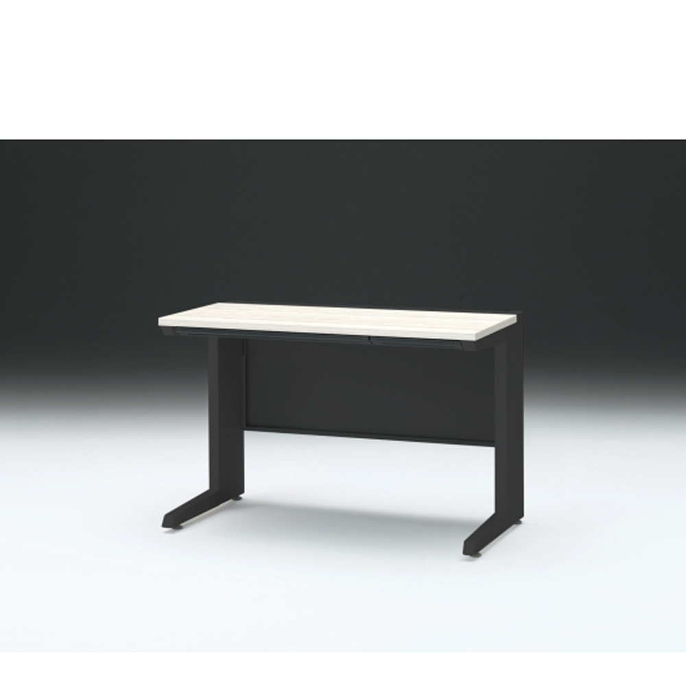 CZRデスク 平机 CZR-116HAC-161 浅型センター引出し付 L脚 W1100× D600 [ 本体: ブラックT・天板: 61 / アッシュドパインL]