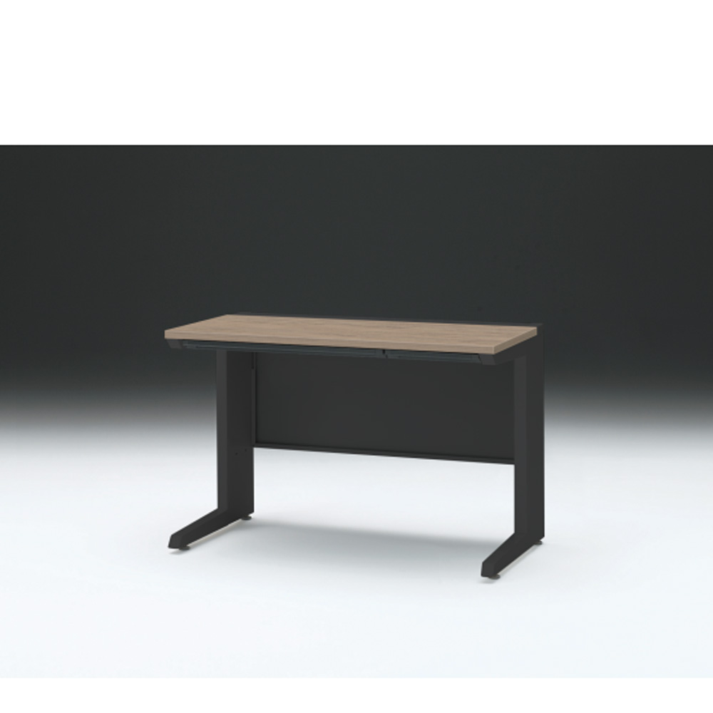 CZRデスク 平机 CZR-116HAC-171 浅型センター引出し付 L脚 W1100× D600 [ 本体: ブラックT・天板: 71 / アッシュドオークM]