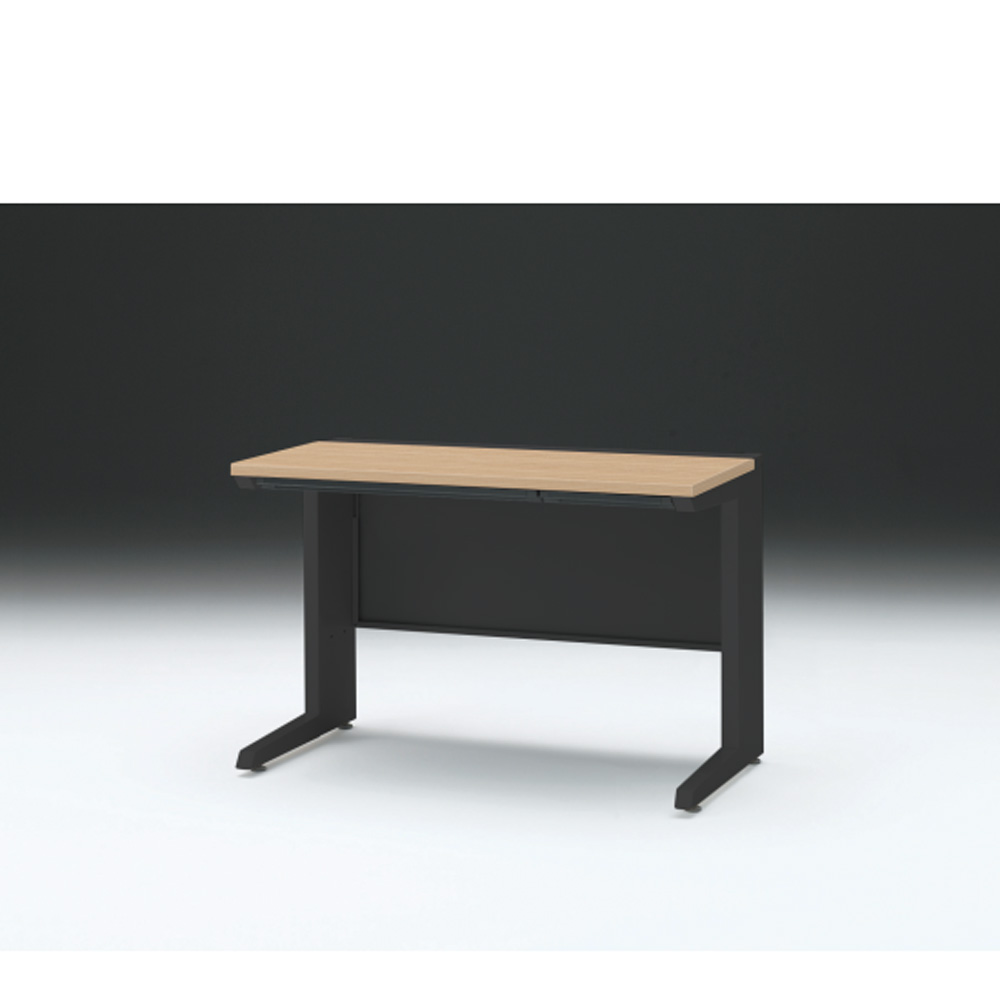 CZRデスク 平机 CZR-116HAC-192 浅型センター引出し付 L脚 W1100× D600 [ 本体: ブラックT・天板: 92 / ホワイトオークM]