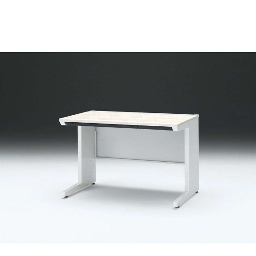 CZRデスク 平机 CZR-117HAC-961 浅型センター引出し付 L脚 W1100× D700 [ 本体: ホワイトW・天板: 61 / アッシュドパインL]