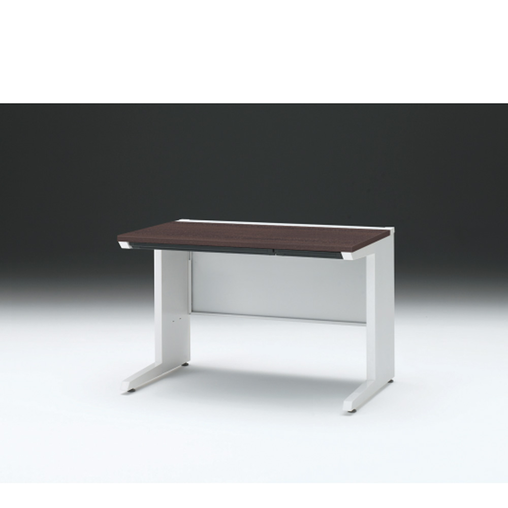 CZRデスク 平机 CZR-117HAC-982 浅型センター引出し付 L脚 W1100× D700 [ 本体: ホワイトW・天板: 82 / ブラックウォールナットD]