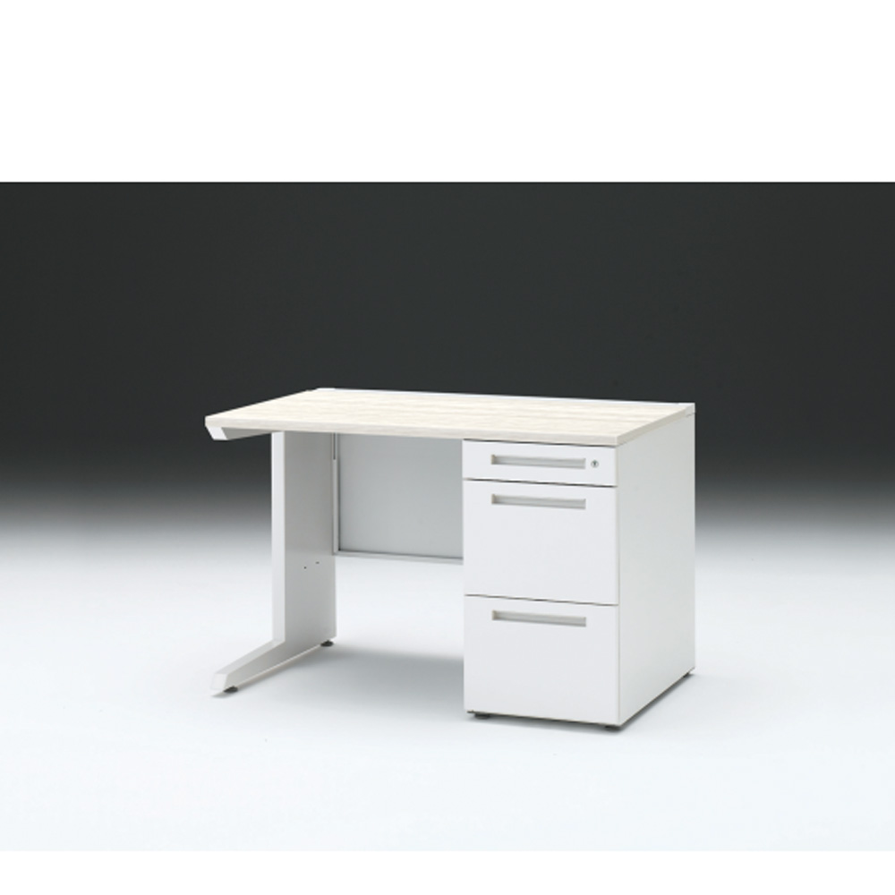 CZRデスク 片袖デスク CZR-117SBC-961 センター引出しなし  シリンダー錠W1100× D700 [ 本体: ホワイトW・天板: 61 / アッシュドパインL]