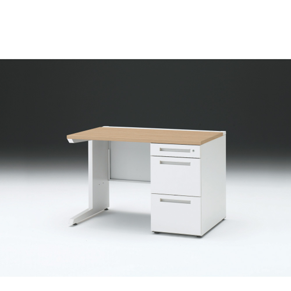 CZRデスク 片袖デスク CZR-117SBC-992 センター引出しなし  シリンダー錠W1100× D700 [ 本体: ホワイトW・天板: 92 / ホワイトオークM]