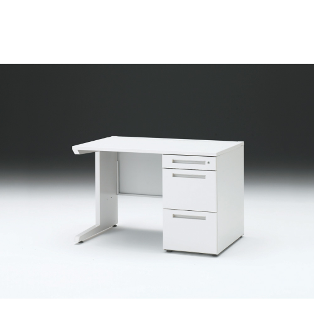 CZRデスク 片袖デスク CZR-117SBC-9W9 センター引出しなし  シリンダー錠W1100× D700 [ 本体: ホワイトW・天板: W9 / ホワイトW]
