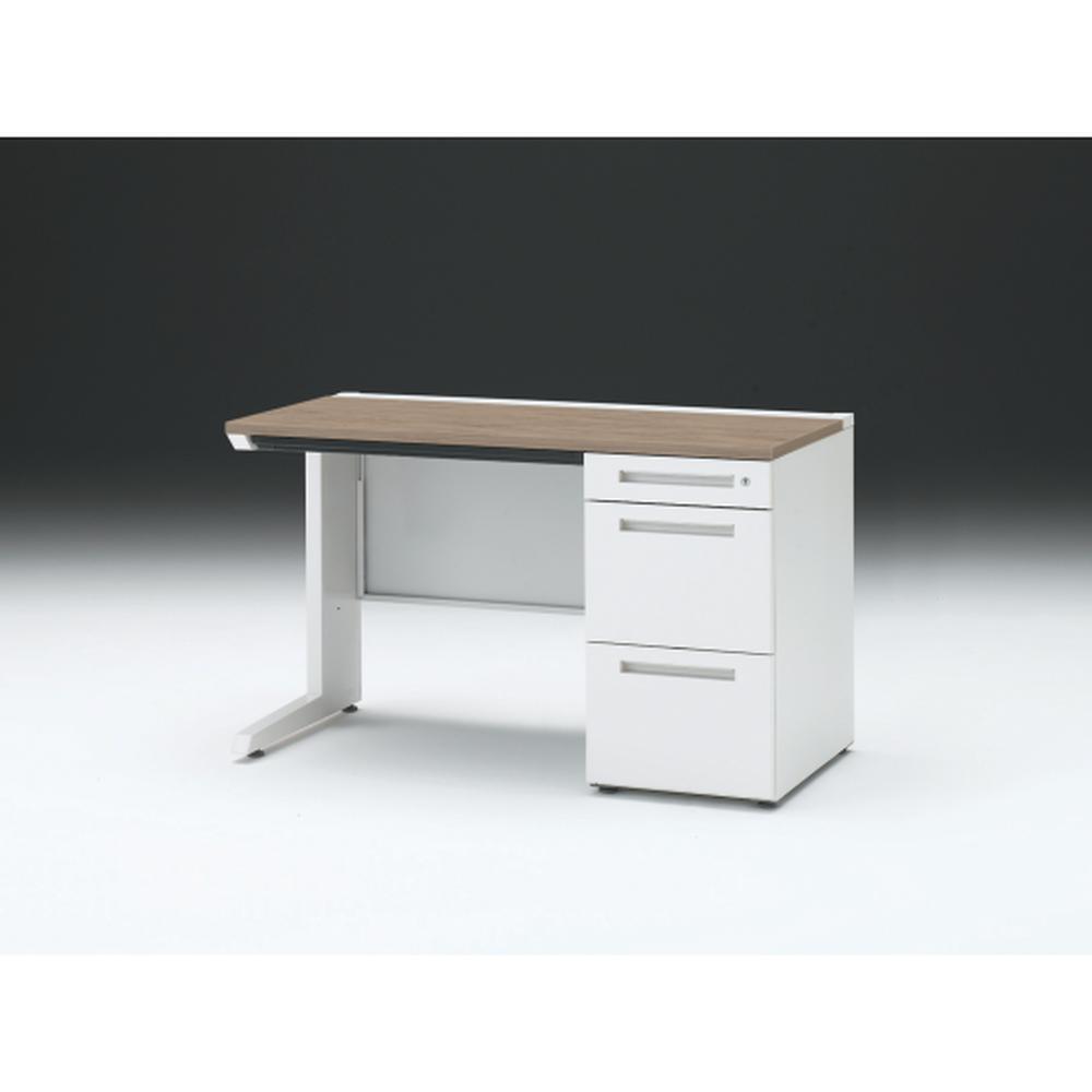 CZR 片袖デスク　シリンダー錠 浅型センター引出し付　CZR-126CBC-971　W1200×D600 ［本体：ホワイト×天板：71/アッシュドオークM］