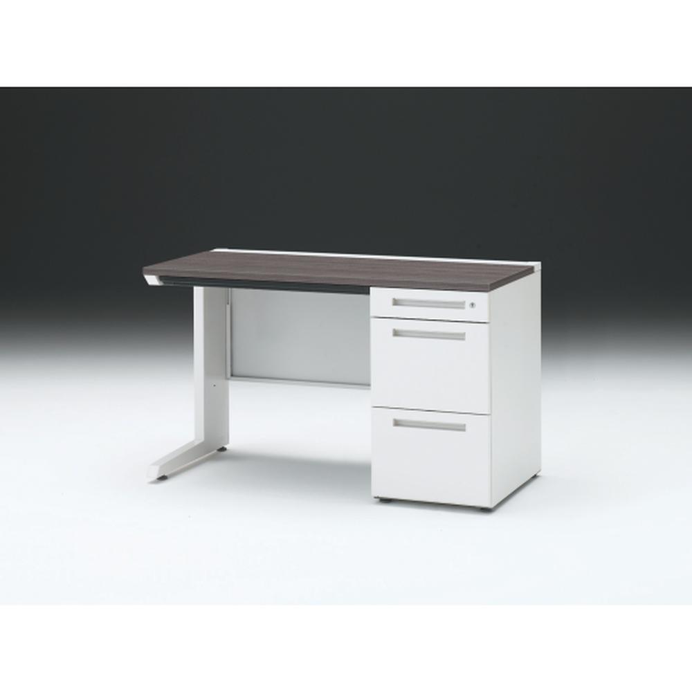 CZR 片袖デスク　シリンダー錠 浅型センター引出し付　CZR-126CBC-981　W1200×D600 ［本体：ホワイト×天板：81/アッシュドオークD］