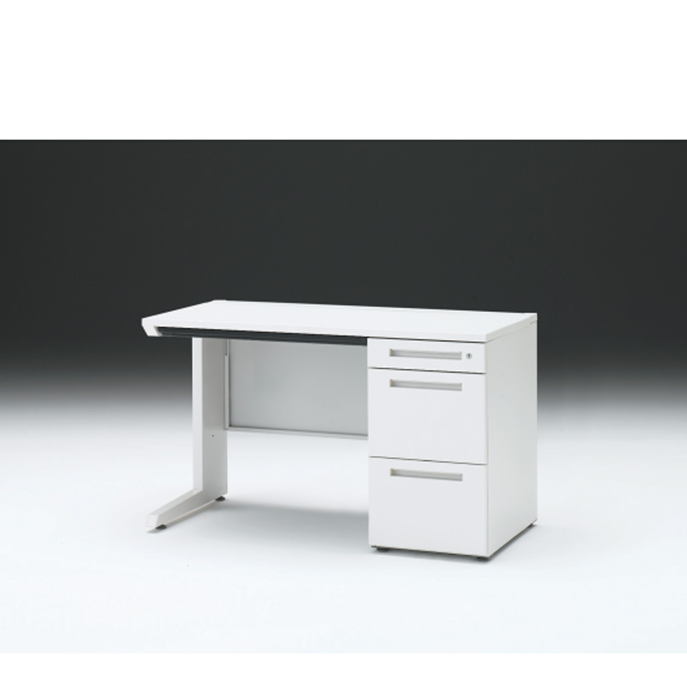 CZRデスク 片袖デスク CZR-126CBC-9W9 浅型センター引出し付  シリンダー錠W1200× D600 [ 本体: ホワイトW・天板: W9 / ホワイトW]