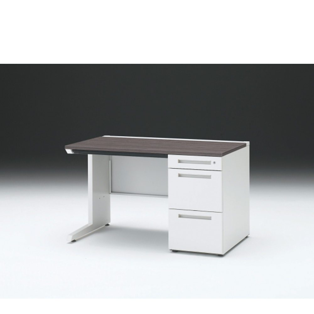 CZRデスク 片袖デスク CZR-127CBC-981 浅型センター引出し付  シリンダー錠W1200× D700 [ 本体: ホワイトW・天板: 81 / アッシュドオークD]