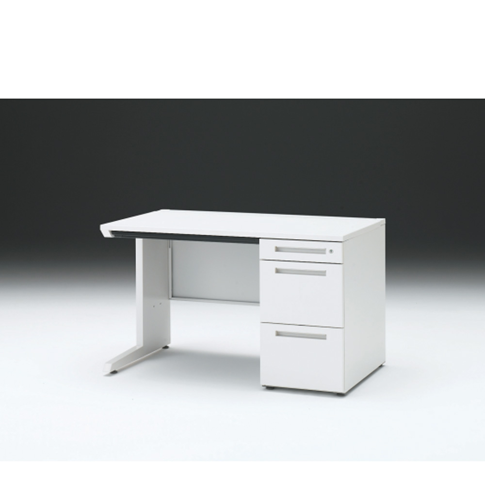 CZRデスク 片袖デスク CZR-127CBC-9W9 浅型センター引出し付  シリンダー錠W1200× D700 [ 本体: ホワイトW・天板: W9 / ホワイトW]
