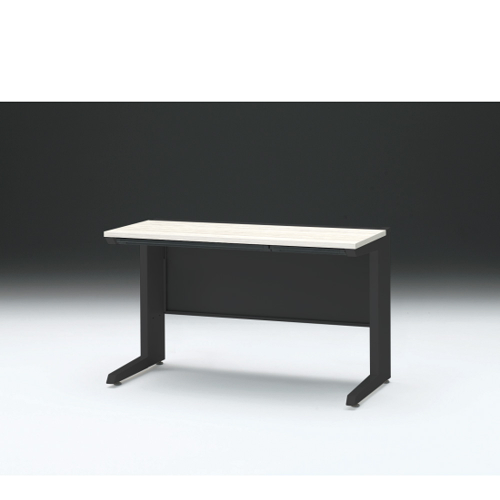 CZRデスク 平机 CZR-126HAC-161 浅型センター引出し付 L脚 W1200× D600 [ 本体: ブラックT・天板: 61 / アッシュドパインL]