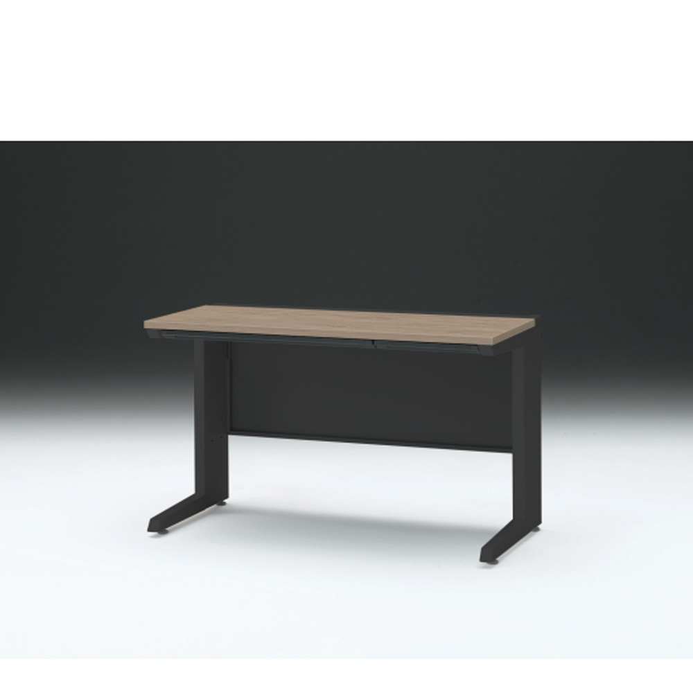 CZRデスク 平机 CZR-126HAC-171 浅型センター引出し付 L脚 W1200× D600 [ 本体: ブラックT・天板: 71 / アッシュドオークM]