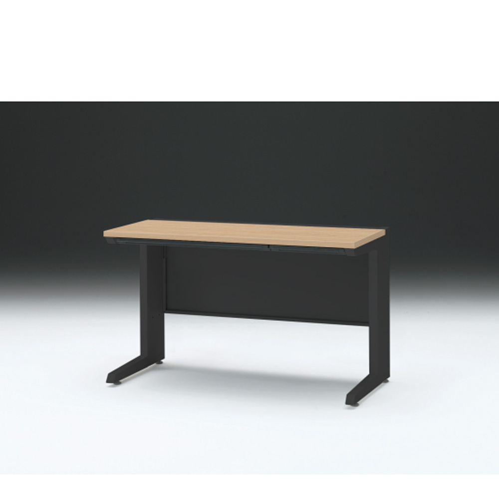 CZRデスク 平机 CZR-126HAC-192 浅型センター引出し付 L脚 W1200× D600 [ 本体: ブラックT・天板: 92 / ホワイトオークM]