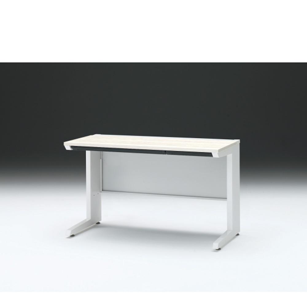 CZRデスク 平机 CZR-126HAC-961 浅型センター引出し付 L脚 W1200× D600 [ 本体: ホワイトW・天板: 61 / アッシュドパインL]