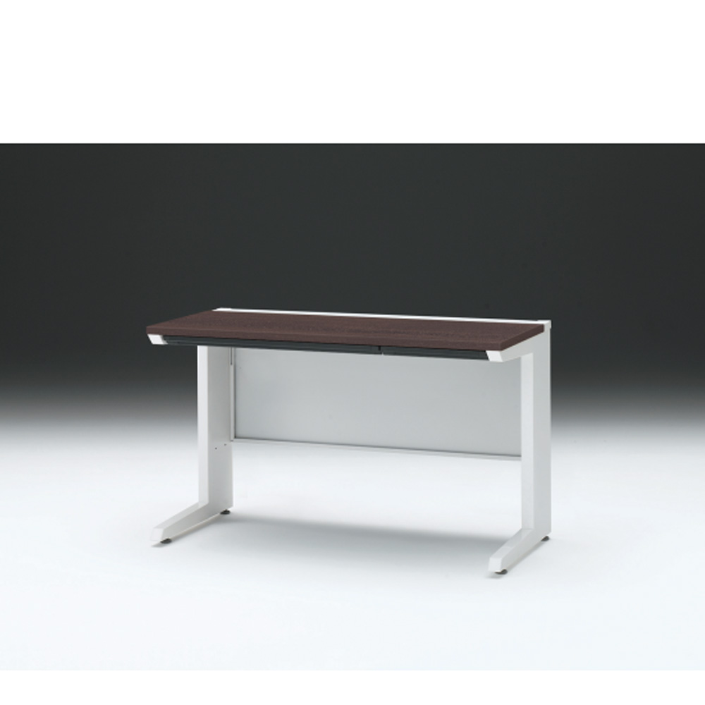 CZRデスク 平机 CZR-126HAC-982 浅型センター引出し付 L脚 W1200× D600 [ 本体: ホワイトW・天板: 82 / ブラックウォールナットD]