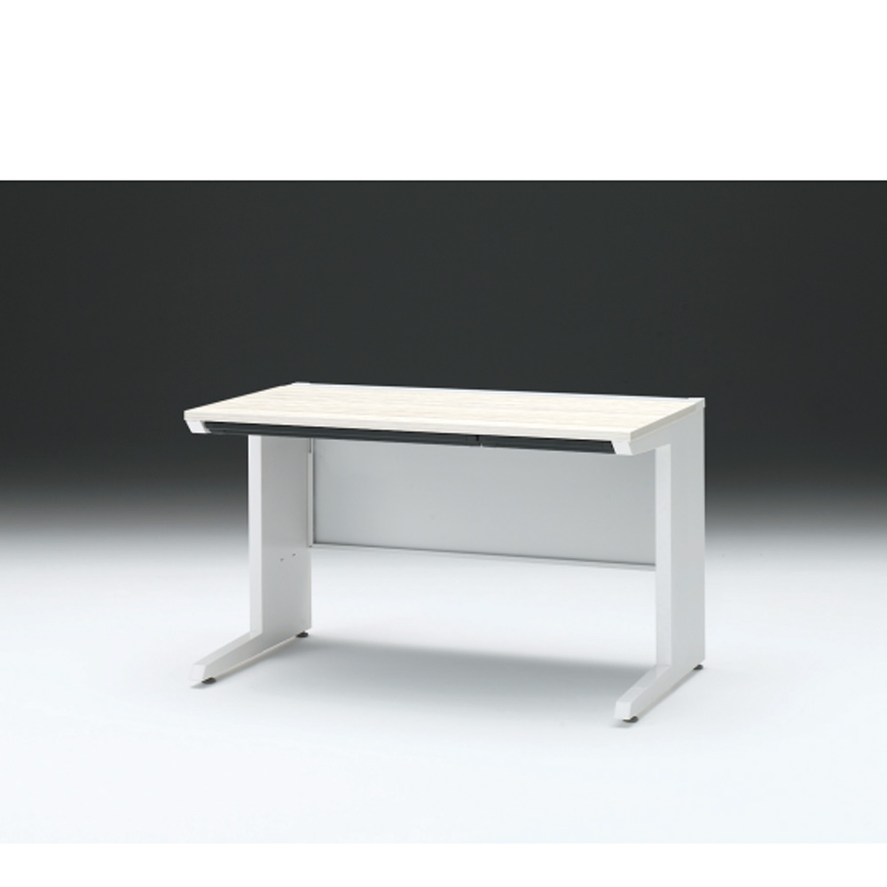 CZRデスク 平机 CZR-127HAC-961 浅型センター引出し付 L脚 W1200× D700 [ 本体: ホワイトW・天板: 61 / アッシュドパインL]