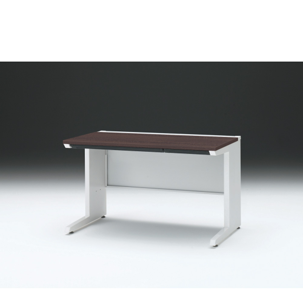 CZRデスク 平机 CZR-127HAC-982 浅型センター引出し付 L脚 W1200× D700 [ 本体: ホワイトW・天板: 82 / ブラックウォールナットD]