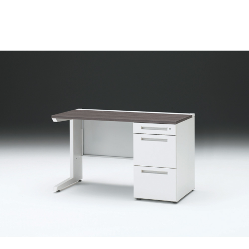 CZRデスク 片袖デスク CZR-126SBC-981 センター引出しなし  シリンダー錠W1200× D600 [ 本体: ホワイトW・天板: 81 / アッシュドオークD]