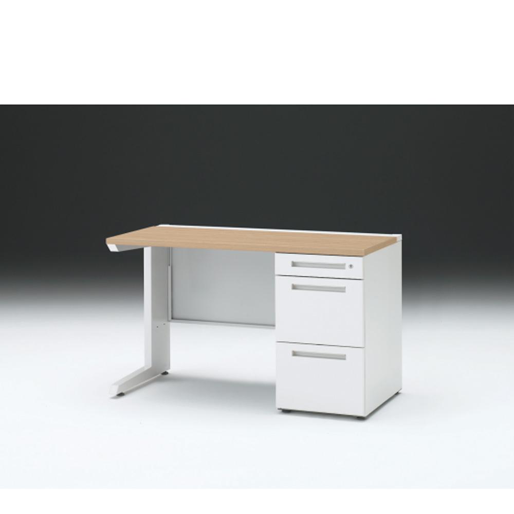 CZRデスク 片袖デスク CZR-126SBC-992 センター引出しなし  シリンダー錠W1200× D600 [ 本体: ホワイトW・天板: 92 / ホワイトオークM]