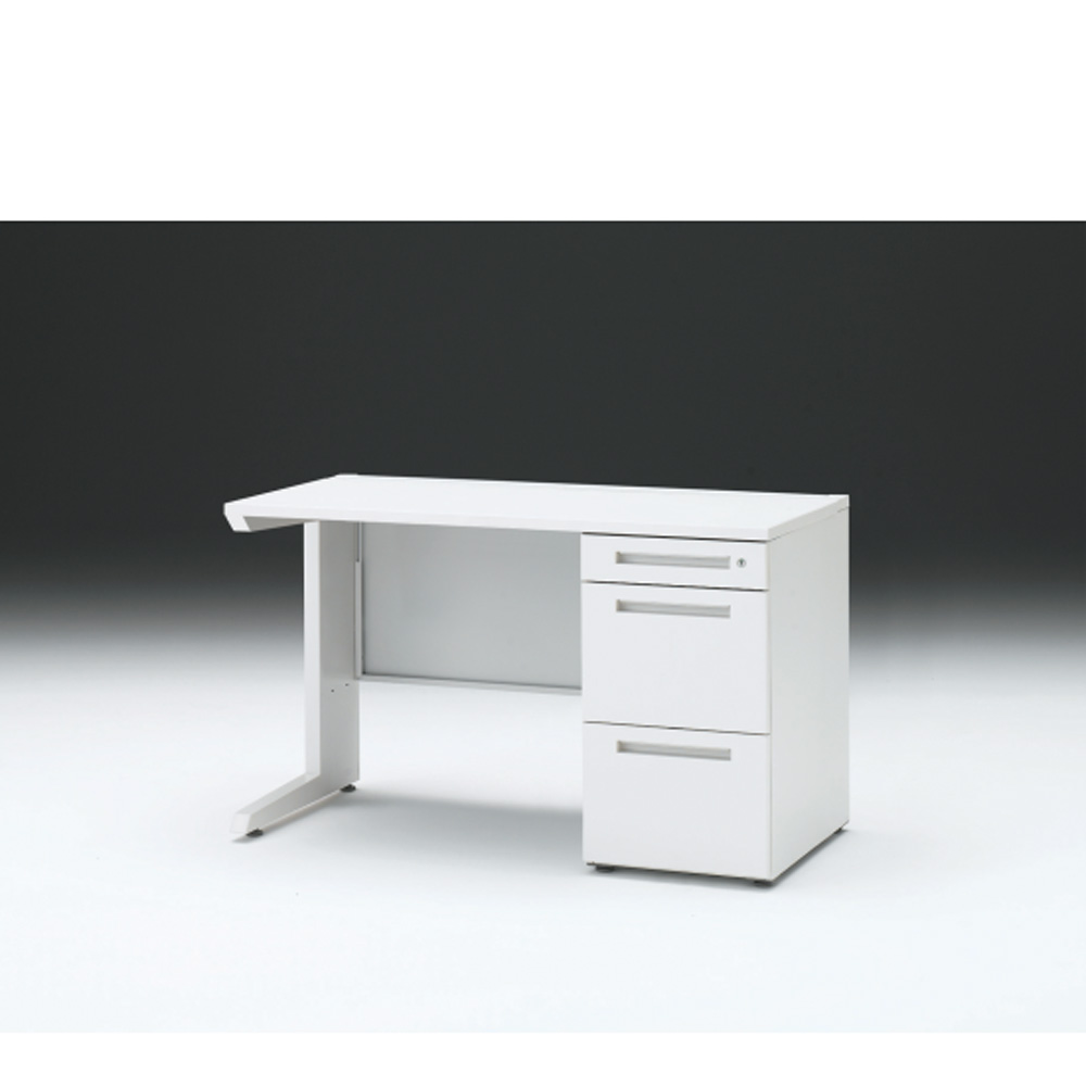 CZRデスク 片袖デスク CZR-126SBC-9W9 センター引出しなし  シリンダー錠W1200× D600 [ 本体: ホワイトW・天板: W9 / ホワイトW]