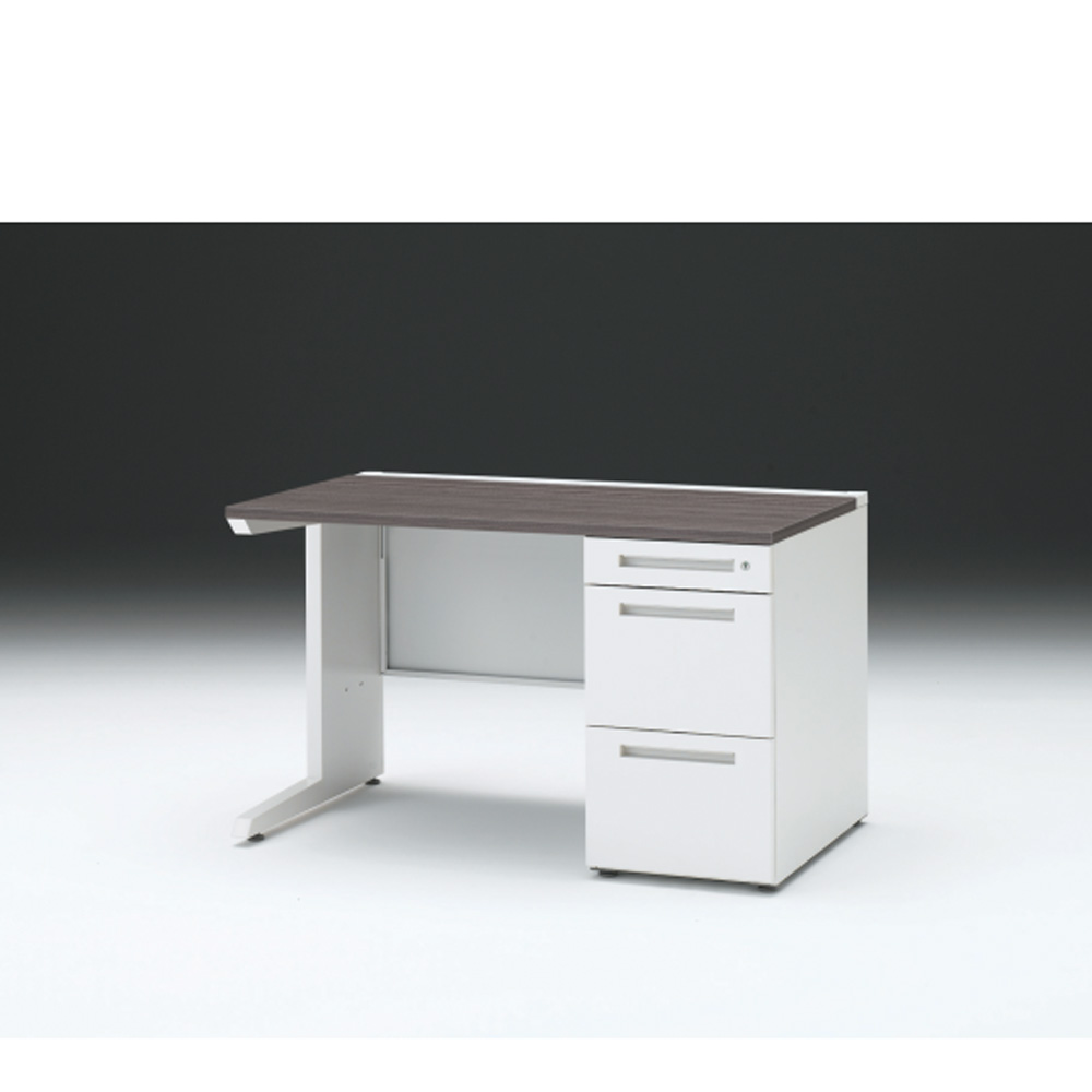 CZRデスク 片袖デスク CZR-127SBC-981 センター引出しなし  シリンダー錠W1200× D700 [ 本体: ホワイトW・天板: 81 / アッシュドオークD]