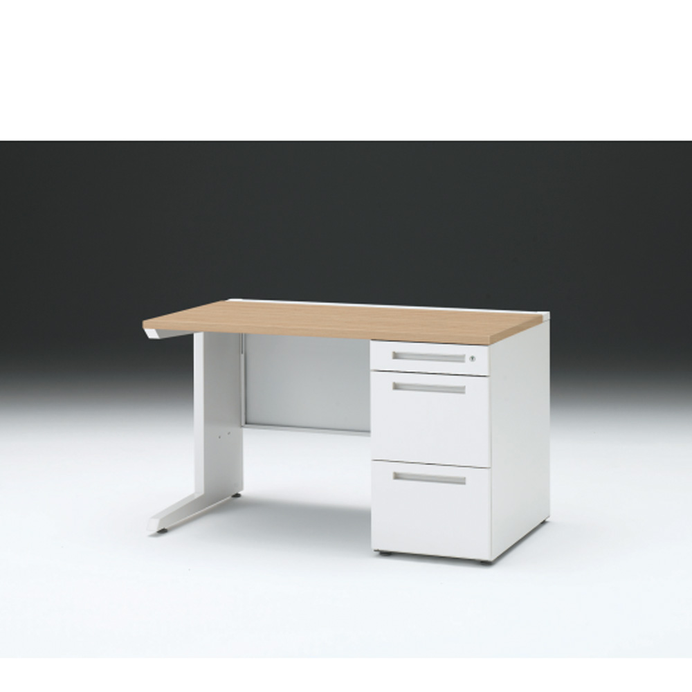 CZRデスク 片袖デスク CZR-127SBC-992 センター引出しなし  シリンダー錠W1200× D700 [ 本体: ホワイトW・天板: 92 / ホワイトオークM]